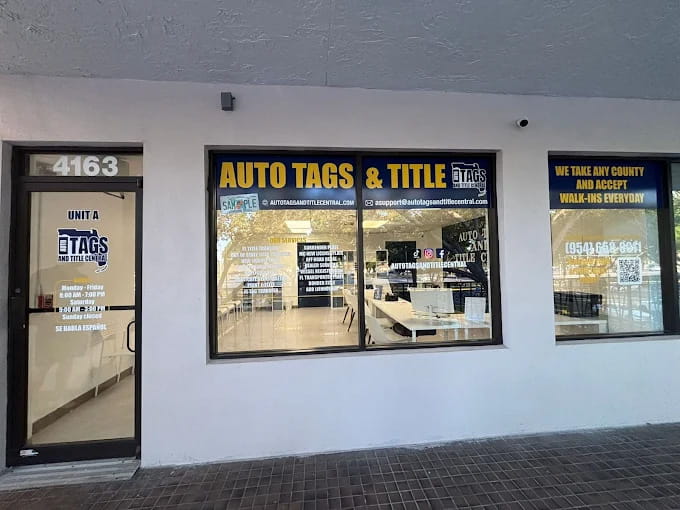 Broward County DMV alternative graphic promoting fast vehicle registration and title services