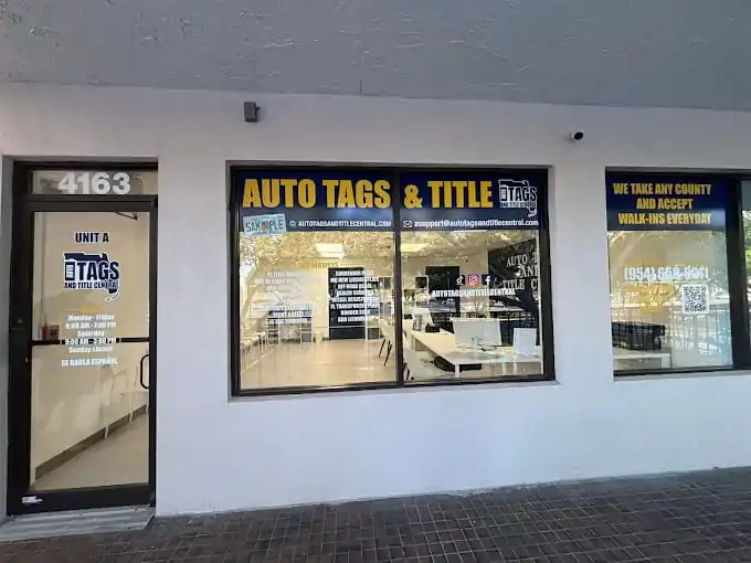 Broward County DMV alternative graphic promoting fast vehicle registration and title services