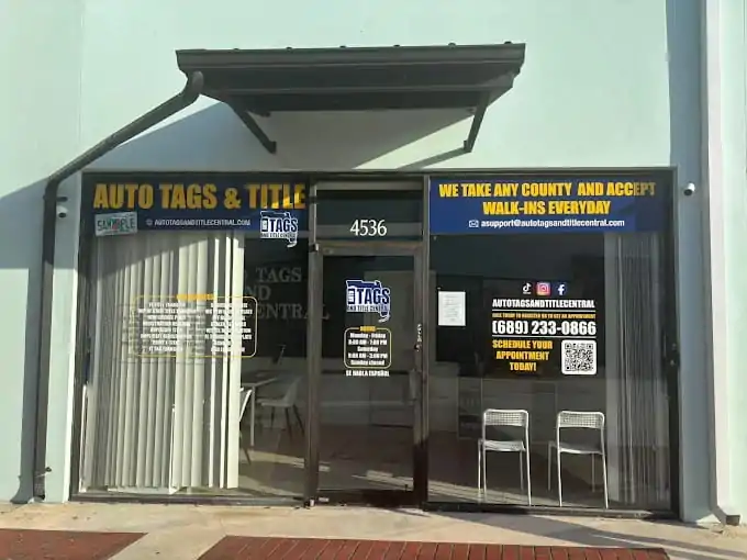 Auto Tags and Title office storefront in Lauderhill Florida offering walk-in vehicle registration and title services